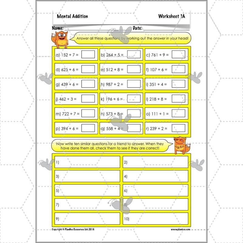 PlanBee Mental Addition: KS2 Maths Addition and Subtraction Year 3