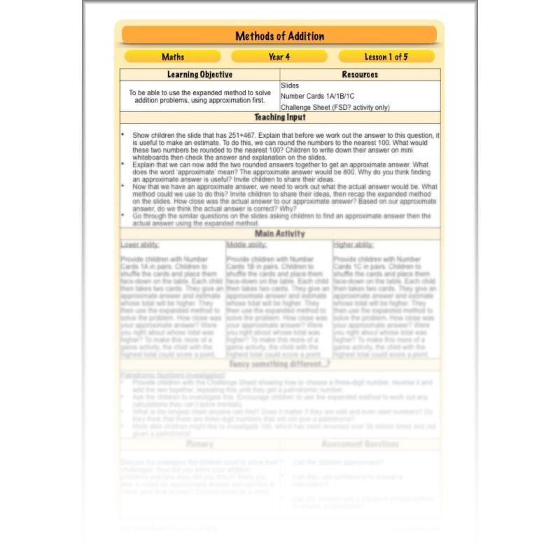 PlanBee Methods of Addition - Addition & Subtraction: Primary Year 4 Maths KS2