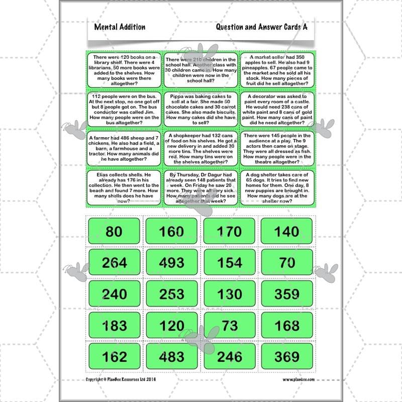 PlanBee Mental Addition: KS2 Maths Addition and Subtraction Year 3