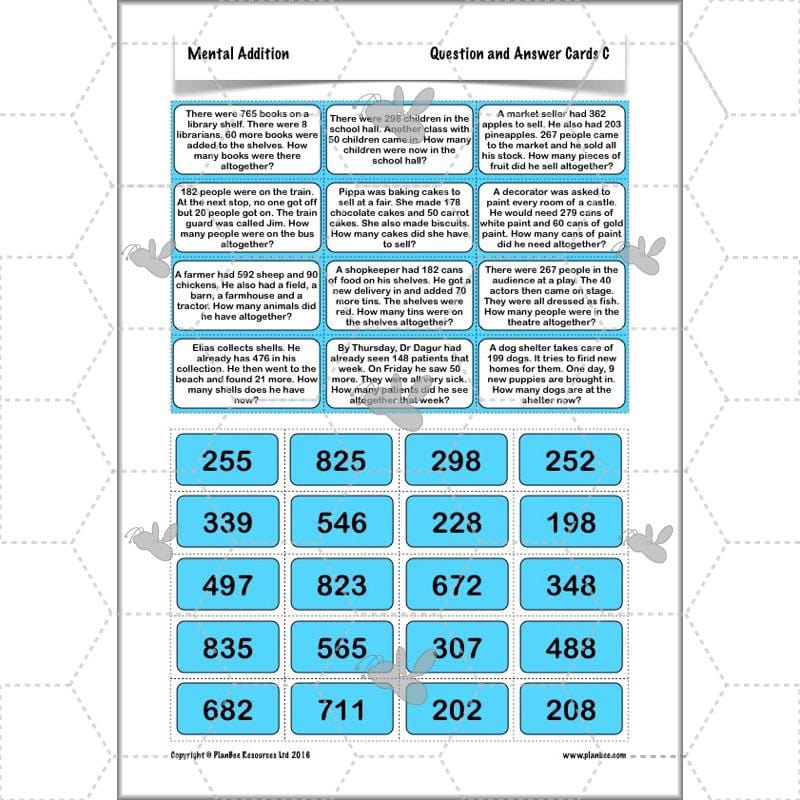 PlanBee Mental Addition: KS2 Maths Addition and Subtraction Year 3