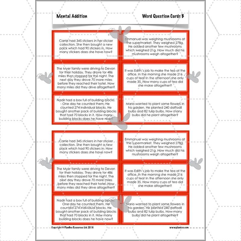 PlanBee Mental Addition: KS2 Maths Addition and Subtraction Year 3