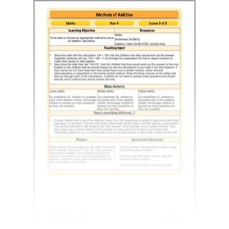 PlanBee Methods of Addition - Addition & Subtraction: Primary Year 4 Maths KS2