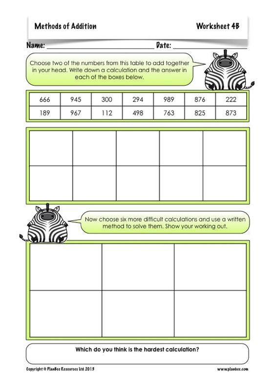 Methods of Addition Maths Lessons for Year 4 by PlanBee