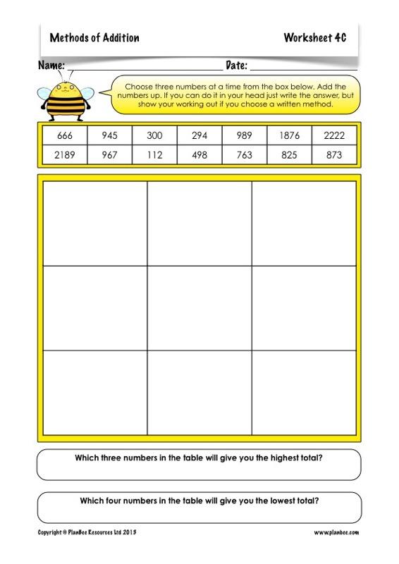 PlanBee Methods of Addition - Addition & Subtraction: Primary Year 4 Maths KS2