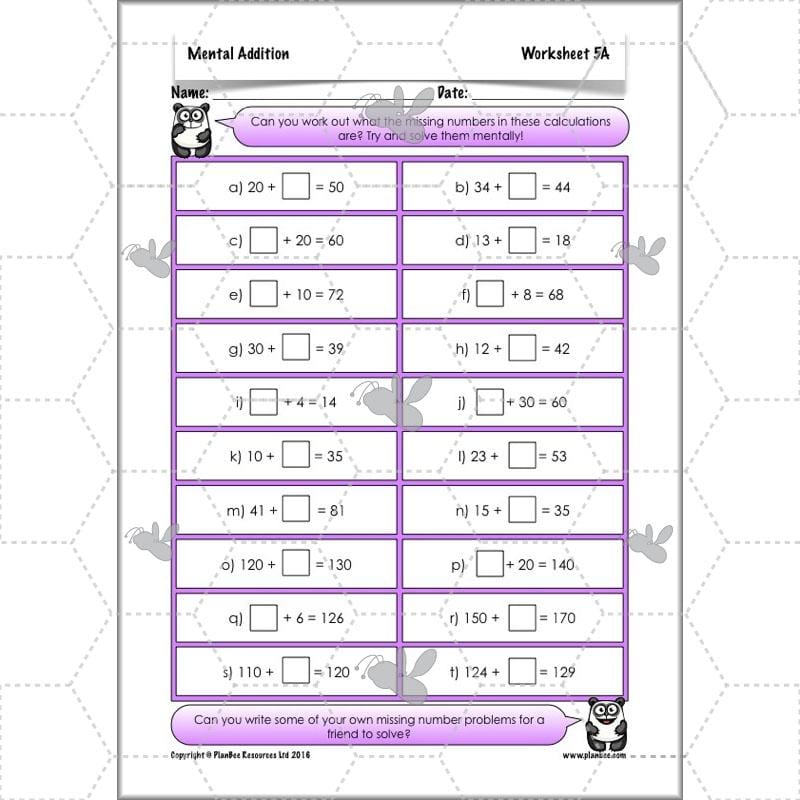 PlanBee Mental Addition: KS2 Maths Addition and Subtraction Year 3
