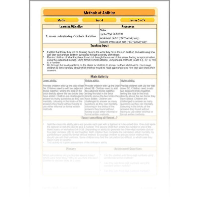 PlanBee Methods of Addition - Addition & Subtraction: Primary Year 4 Maths KS2