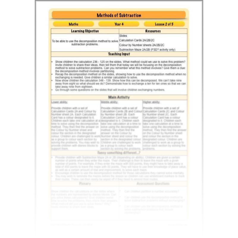 PlanBee Methods of Subtraction - Addition & Subtraction: Year 4 Primary Maths