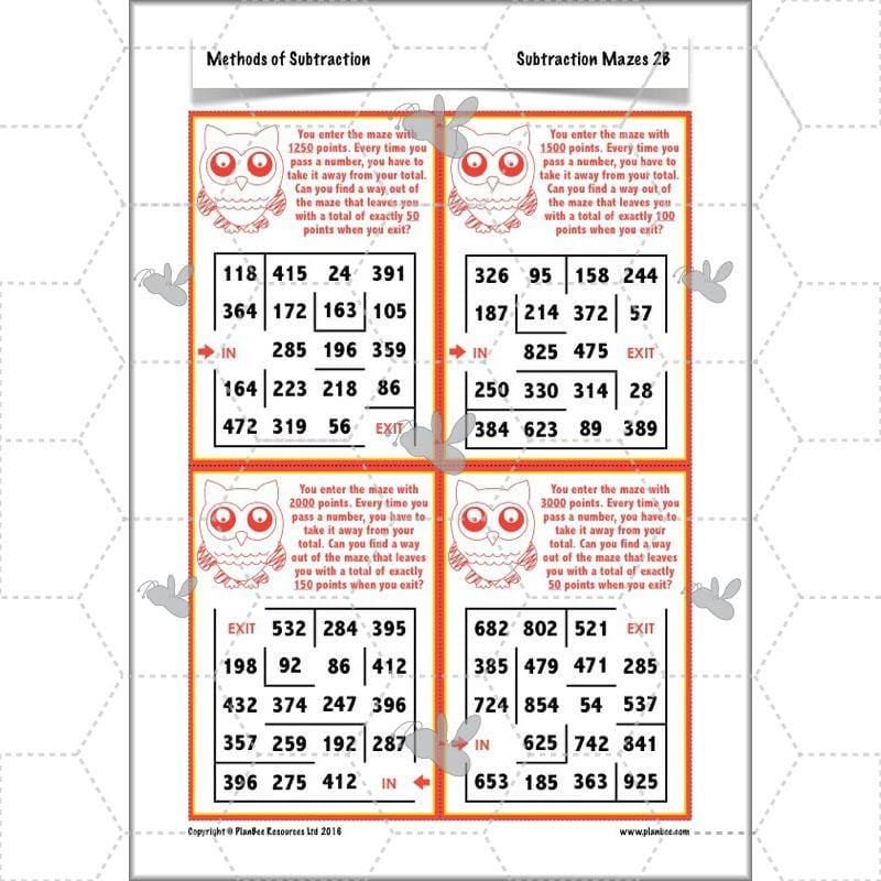 PlanBee Methods of Subtraction - Addition & Subtraction: Year 4 Primary Maths
