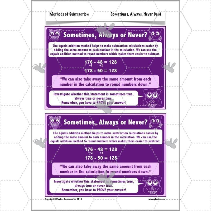 PlanBee Methods of Subtraction - Addition & Subtraction: Year 4 Primary Maths