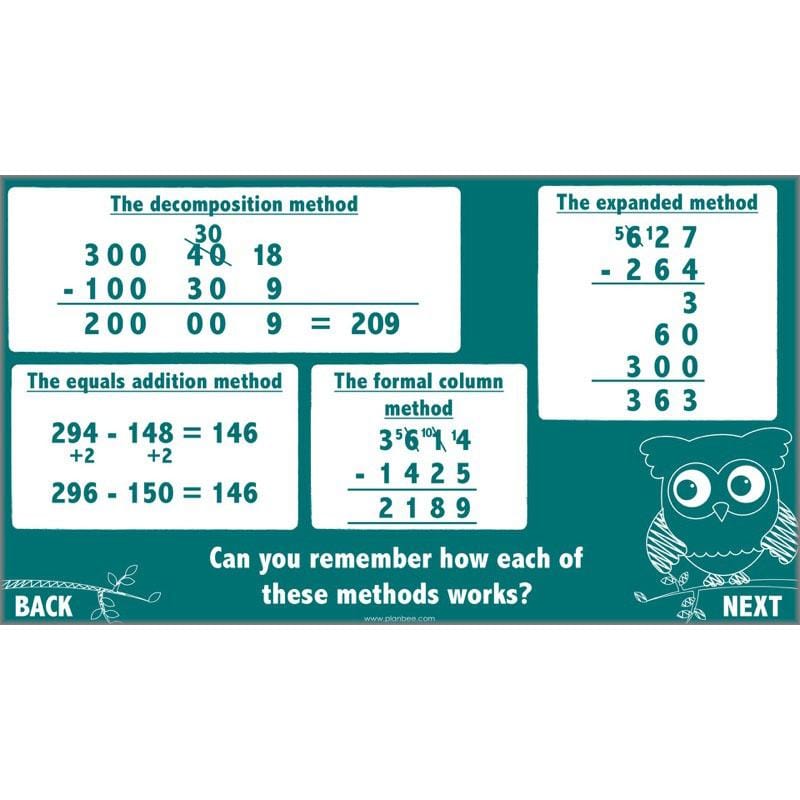 PlanBee Methods of Subtraction - Addition & Subtraction: Year 4 Primary Maths