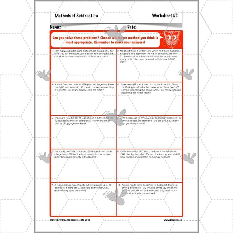PlanBee Methods of Subtraction - Addition & Subtraction: Year 4 Primary Maths