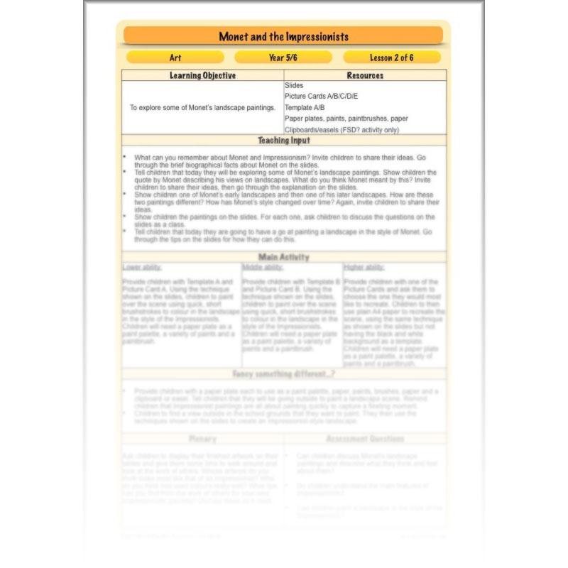 PlanBee Claude Monet KS2 Impressionism Art Lessons for Year 5/6
