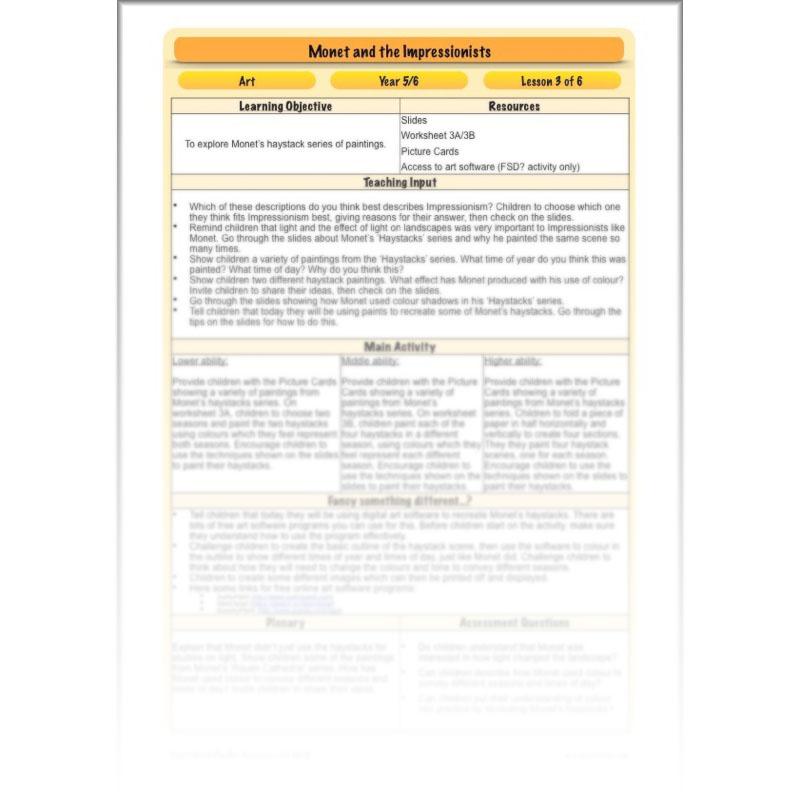 PlanBee Claude Monet KS2 Impressionism Art Lessons for Year 5/6