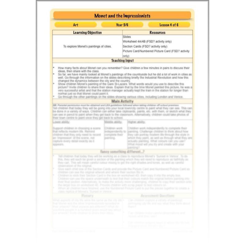PlanBee Claude Monet KS2 Impressionism Art Lessons for Year 5/6