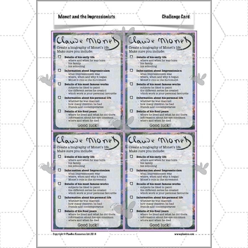 PlanBee Claude Monet KS2 Impressionism Art Lessons for Year 5/6