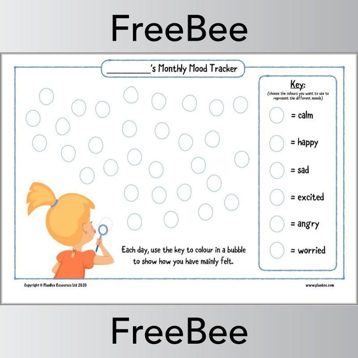 Free Printable Mood Diary Tracker for Kids by PlanBee
