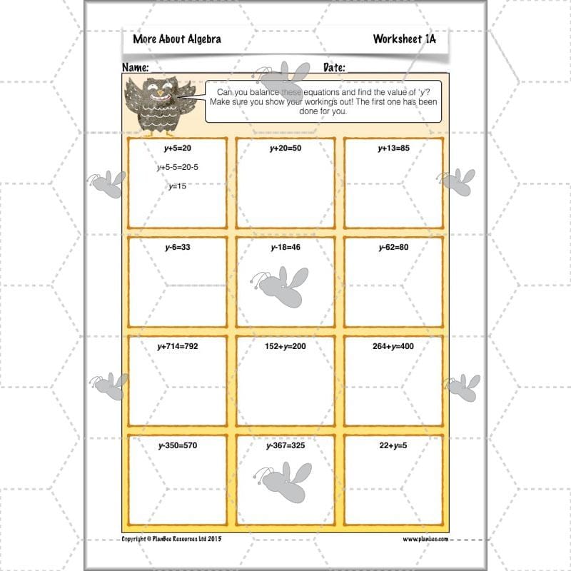 PlanBee More About Algebra: Year 6 algebra worksheets