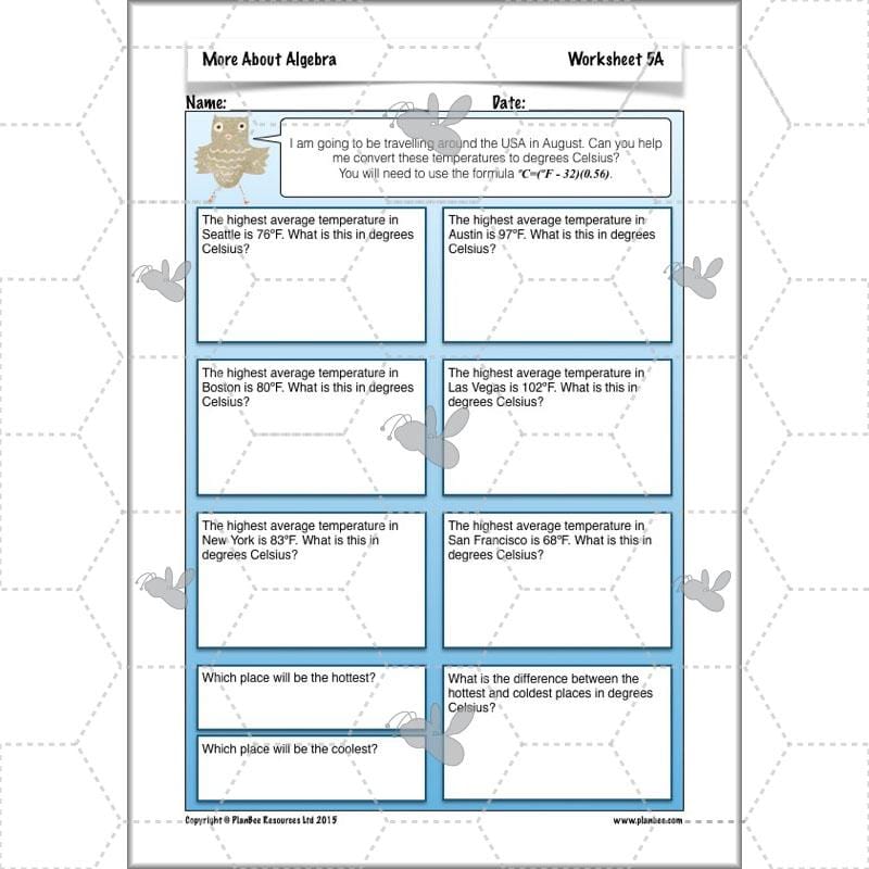 PlanBee More About Algebra: Year 6 algebra worksheets