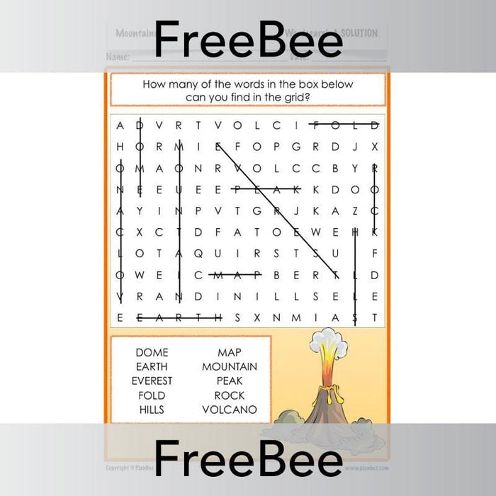 PlanBee Mountains Word Search | PlanBee FreeBees