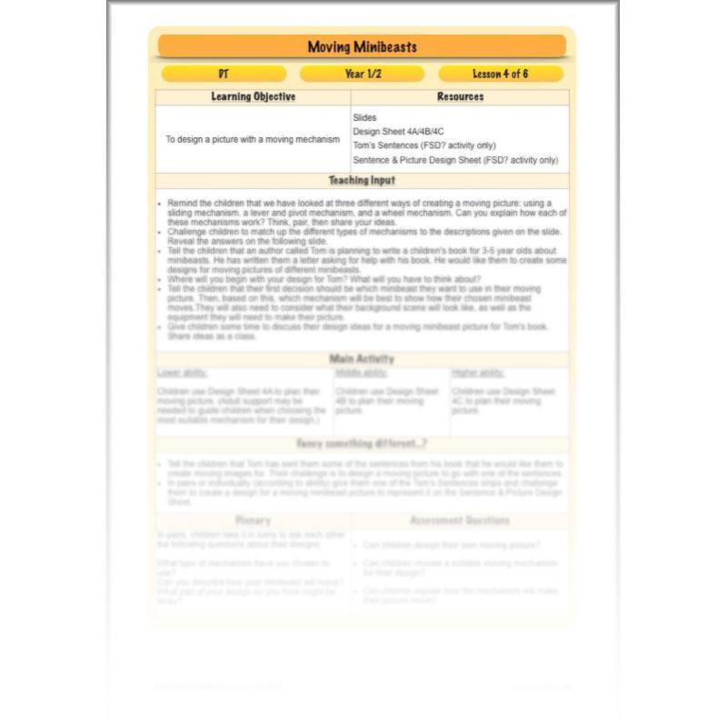 PlanBee Moving Minibeasts KS1 DT | Year 1 & Year 2 | PlanBee