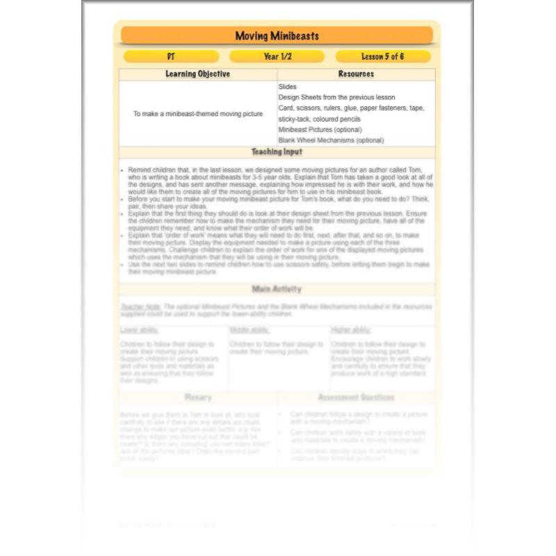 PlanBee Moving Minibeasts KS1 DT | Year 1 & Year 2 | PlanBee
