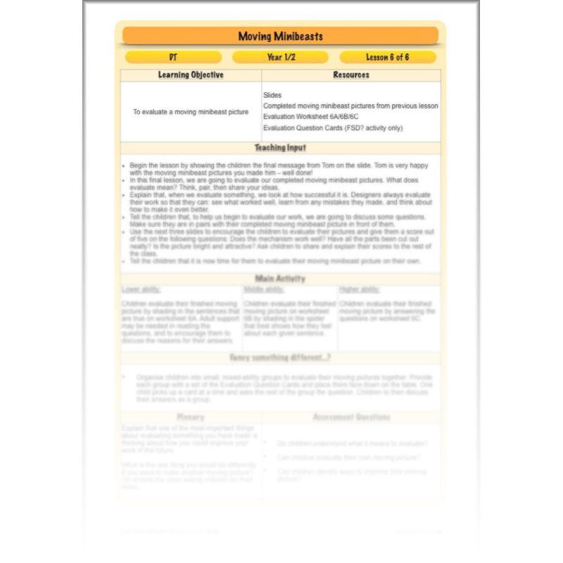 PlanBee Moving Minibeasts KS1 DT | Year 1 & Year 2 | PlanBee