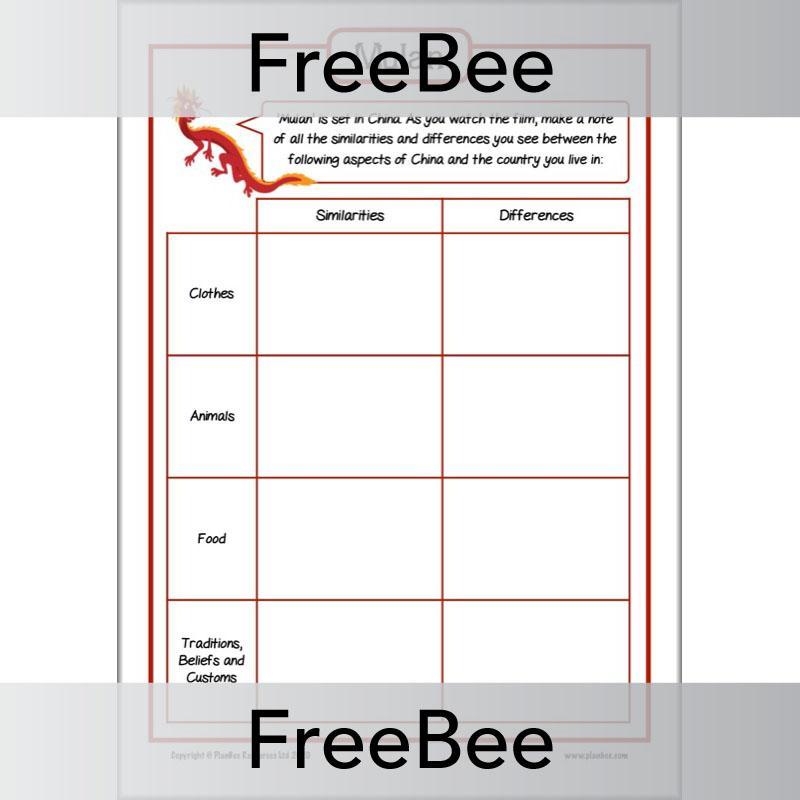 Mulan Activity Sheets Resource Free PDF by PlanBee