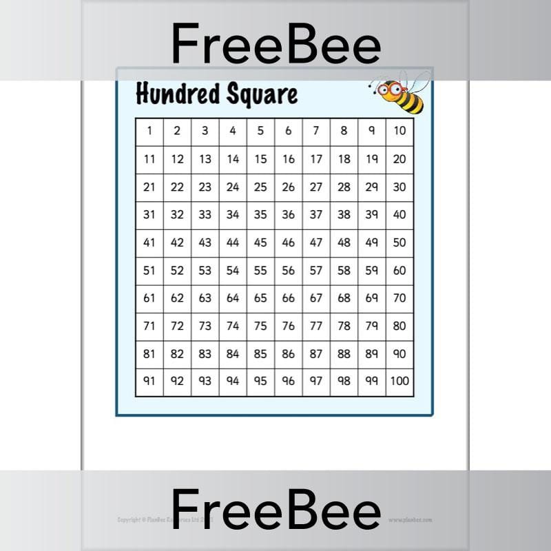 PlanBee Free Printable Hundred Square Grid PDFs by PlanBee