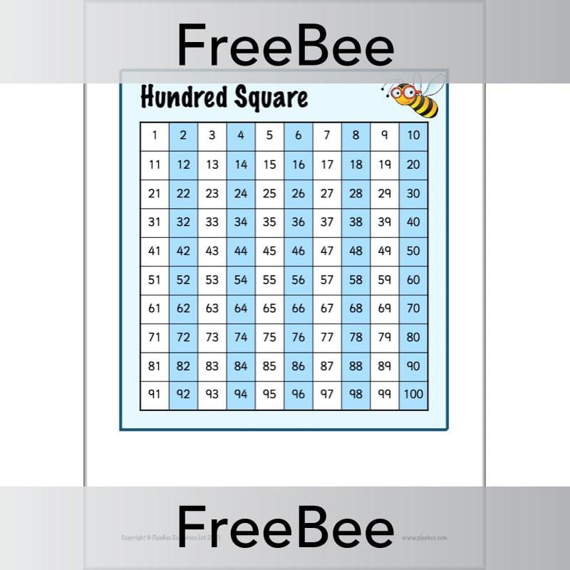 PlanBee Free Printable Hundred Square Grid PDFs by PlanBee