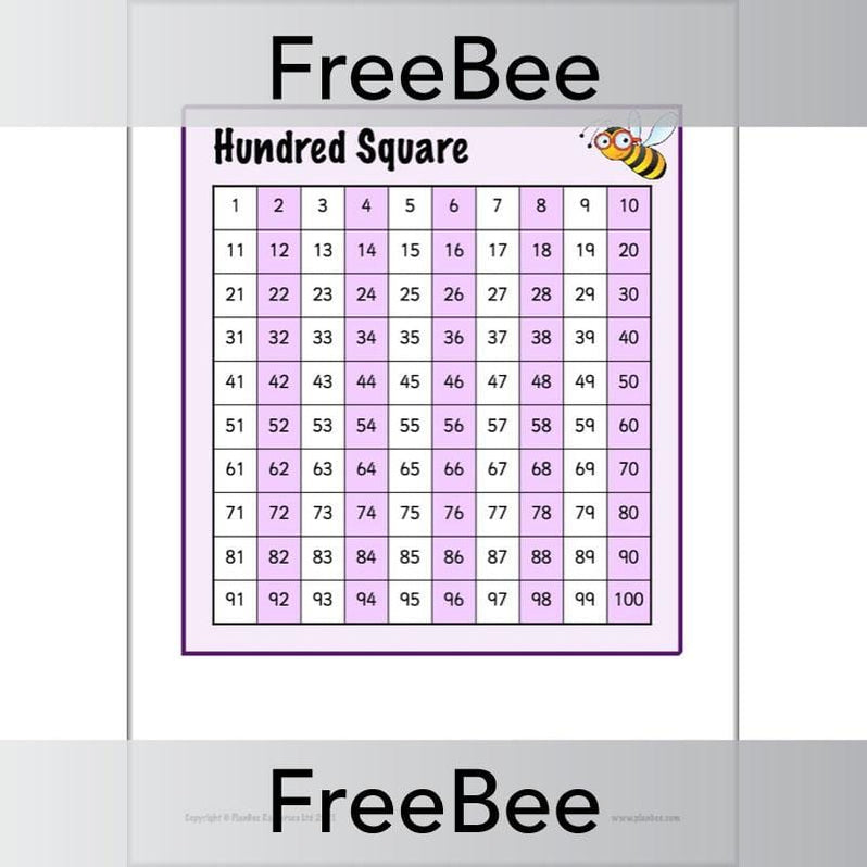 Free Printable Hundred Square Grid PDFs by PlanBee