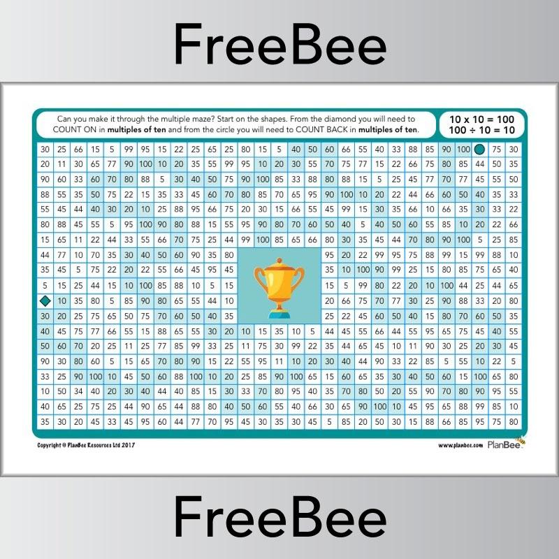 10x Table Worksheet: Multiple of 10 Mazes by PlanBee