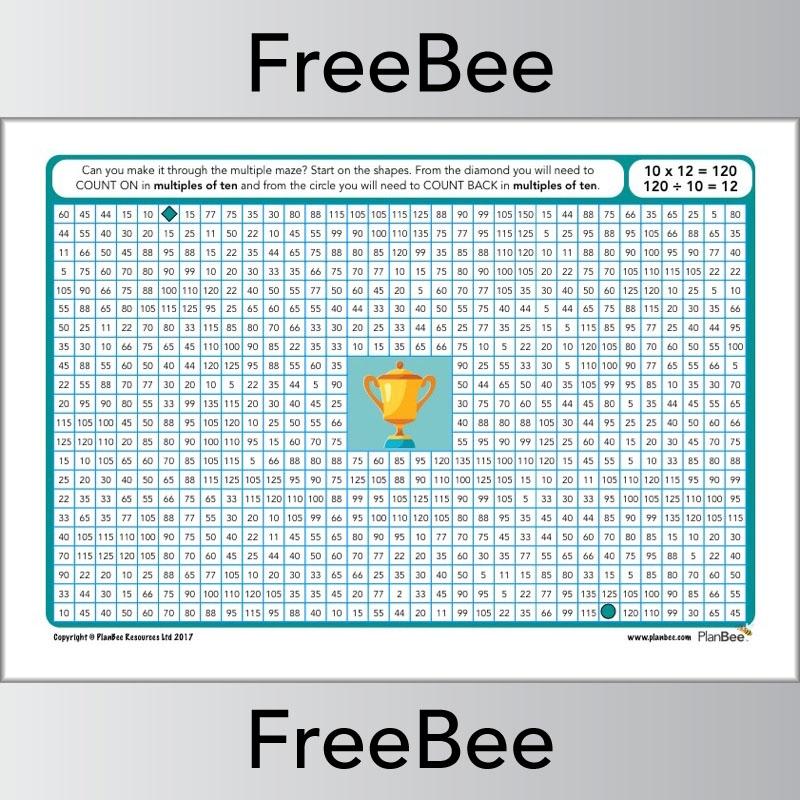 10x Table Worksheet: Multiple of 10 Mazes by PlanBee