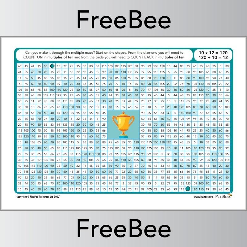 10x Table Worksheet: Multiple of 10 Mazes by PlanBee