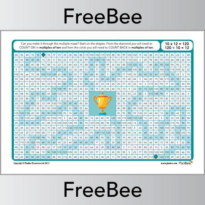 10x Table Worksheet: Multiple of 10 Mazes by PlanBee