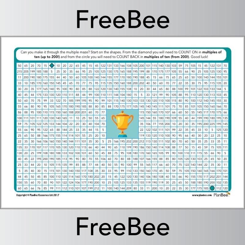 10x Table Worksheet: Multiple of 10 Mazes by PlanBee