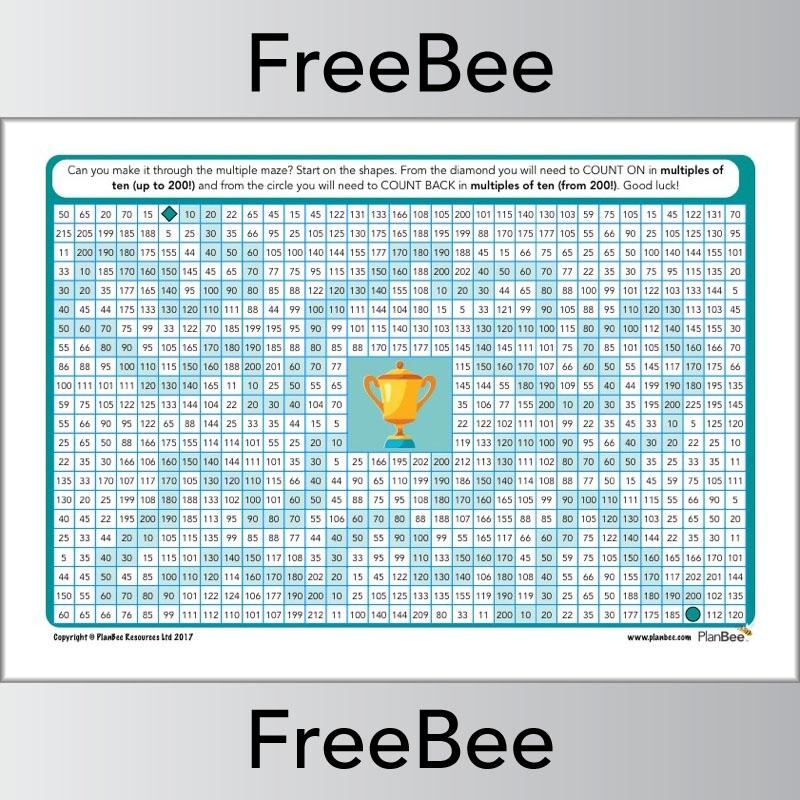 10x Table Worksheet: Multiple of 10 Mazes by PlanBee
