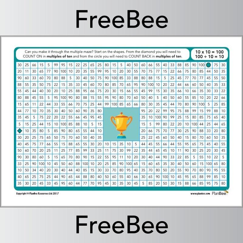 10x Table Worksheet: Multiple of 10 Mazes by PlanBee