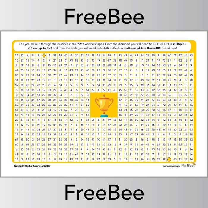 PlanBee Multiple Mazes 2x: Multiples of 2 puzzle worksheets