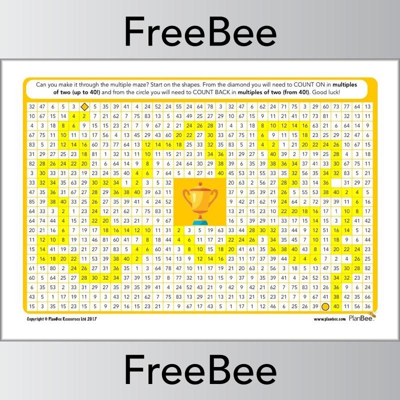 PlanBee Multiple Mazes 2x: Multiples of 2 puzzle worksheets