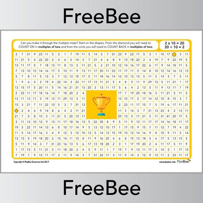 Multiple Mazes: Multiples of 2 worksheets by PlanBee