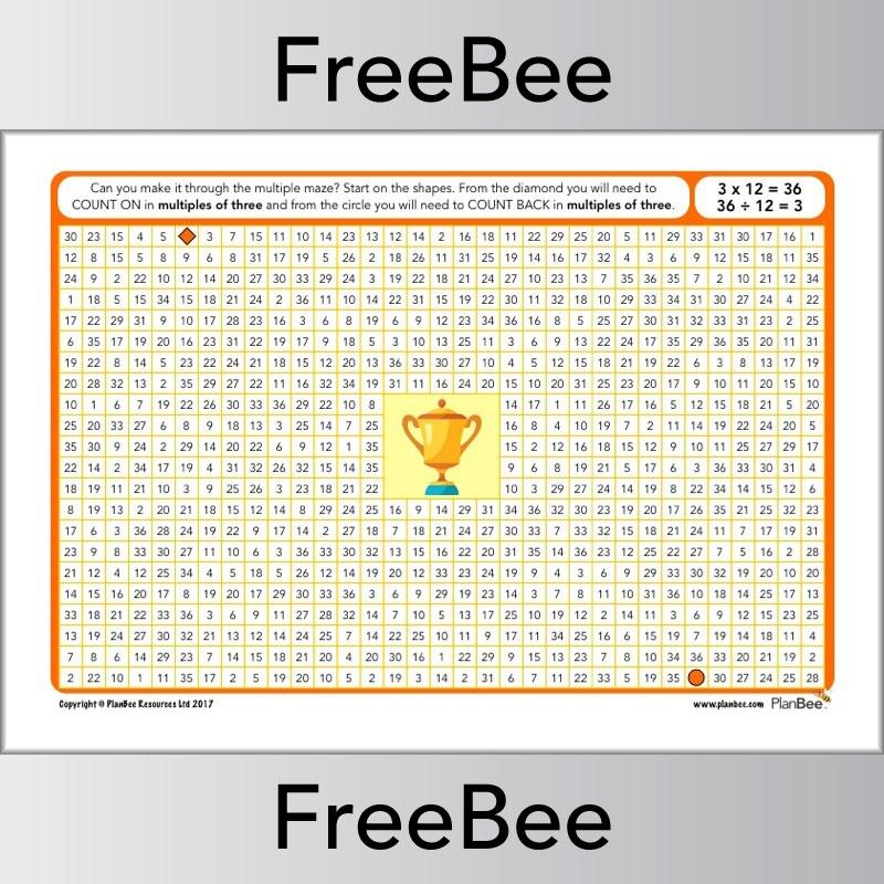 3x Table Multiple Mazes: Multiples of 3 worksheet | PlanBee