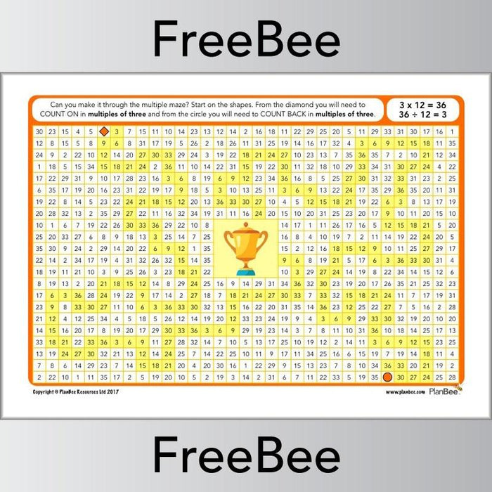 Multiple Mazes: Multiples of 3 worksheet by PlanBee