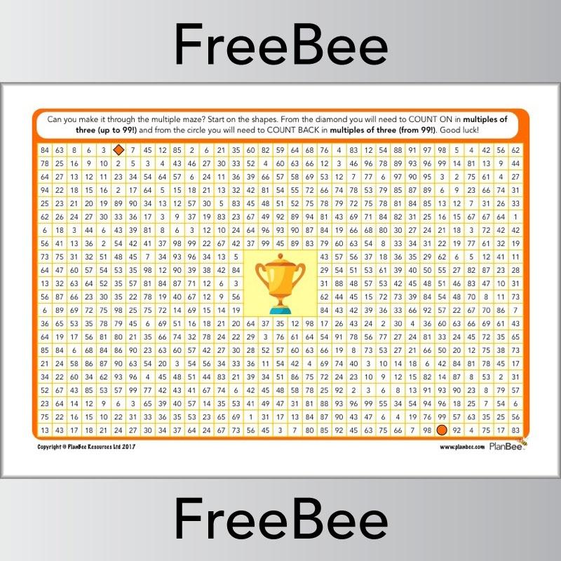 Multiple Mazes: Multiples of 3 worksheet by PlanBee