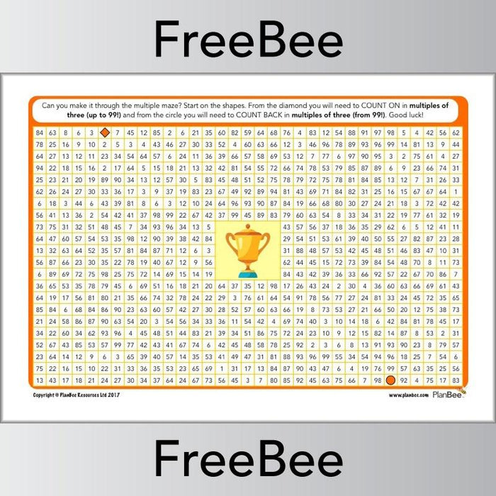 Multiple Mazes: Multiples of 3 worksheet by PlanBee