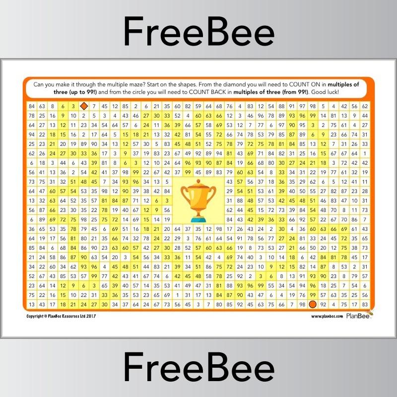 Multiple Mazes: Multiples of 3 worksheet by PlanBee