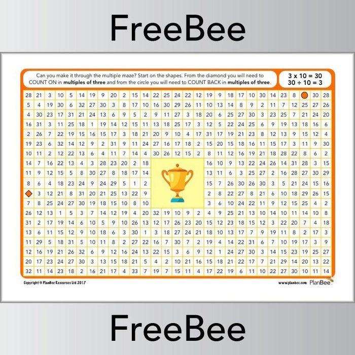 3x Table Multiple Mazes: Multiples of 3 worksheet | PlanBee