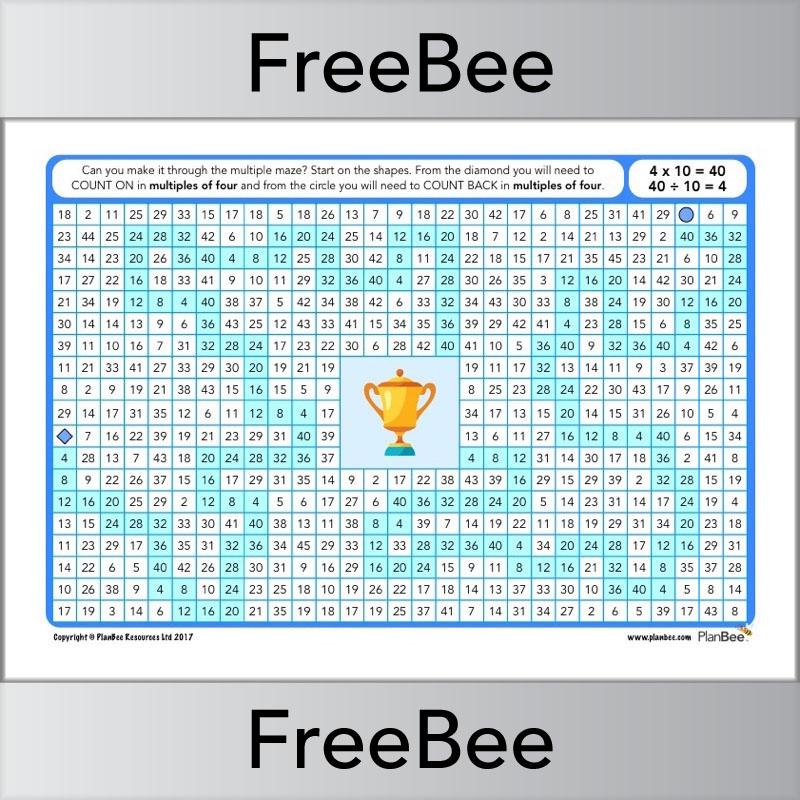 4x Table Multiple Mazes: Multiples of 4 worksheet | PlanBee