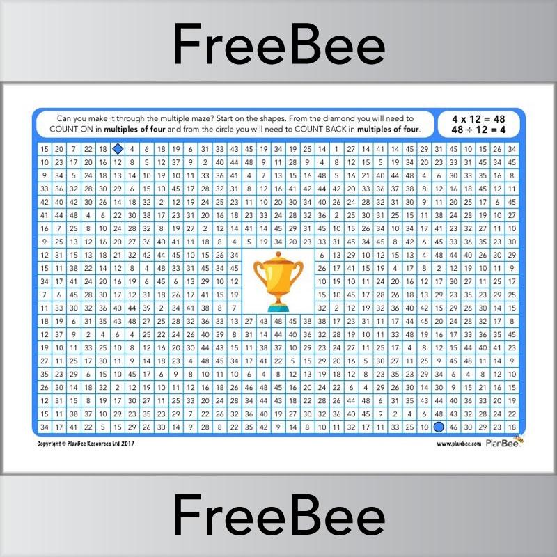 4x Table Multiple Mazes: Multiples of 4 worksheet | PlanBee