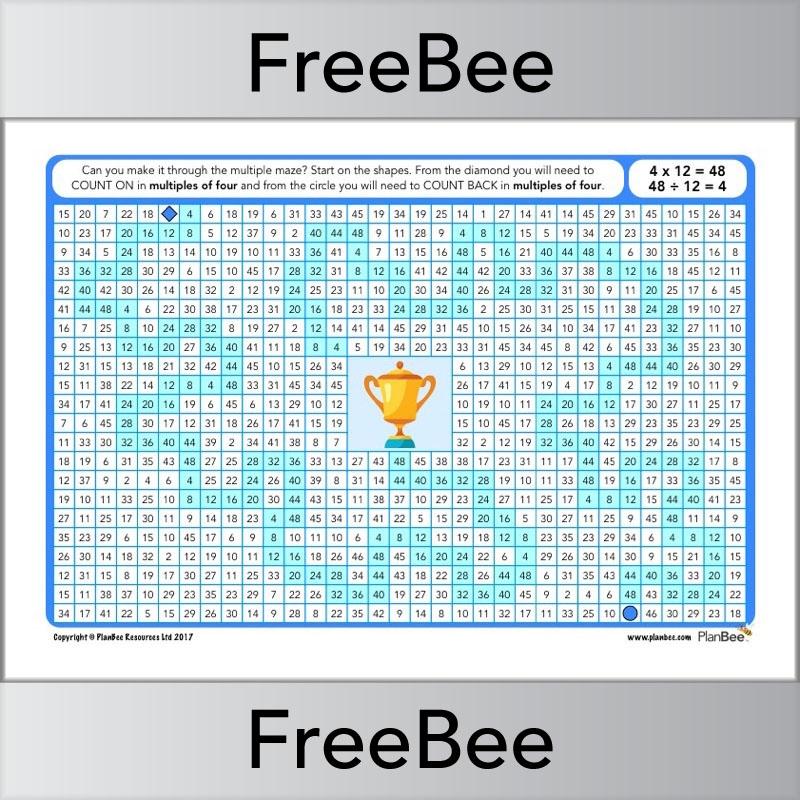 4x Table Multiple Mazes: Multiples of 4 worksheet | PlanBee