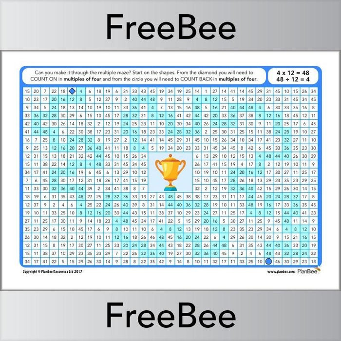 4x Table Multiple Mazes: Multiples of 4 worksheet | PlanBee